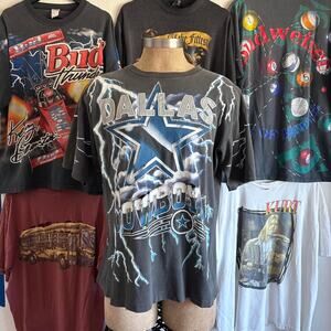 Vintage 1990s Dallas Cowboys Lighting AOP T-shirt